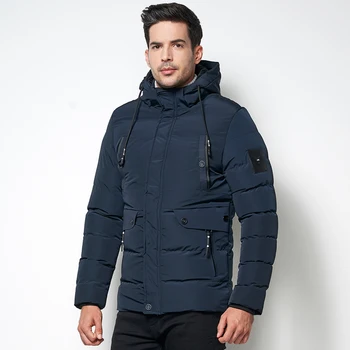 

Winter Long Coat Thick Cotton Jacket Men's Hooded Coat Pockets Increase Jacket Men's Overcoat 2019 DD6MF