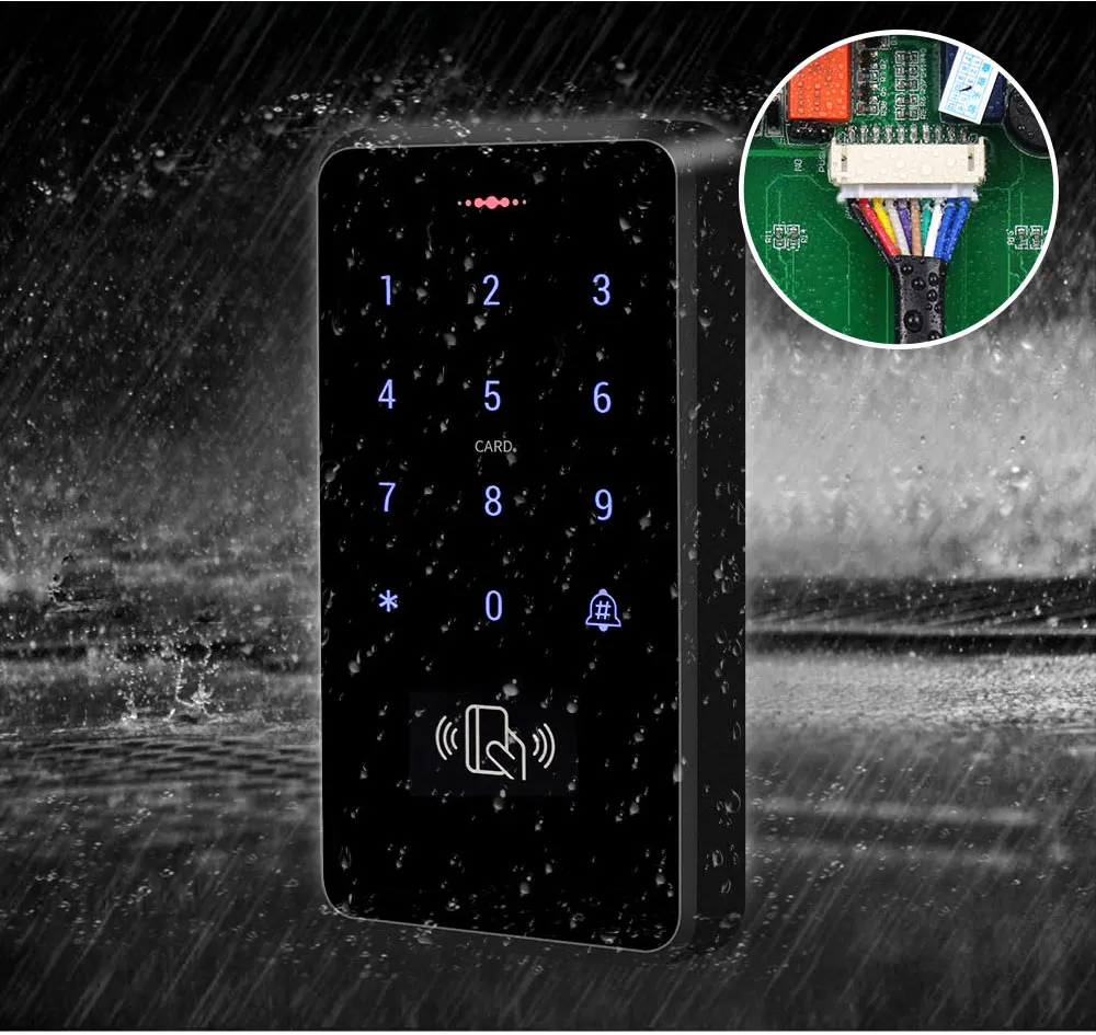IP68 Waterproof RFID 125KHz Standalone Access Control Keypad with Touch Screen Panel + 10pcs RFID Keyfobs - Famidy.com