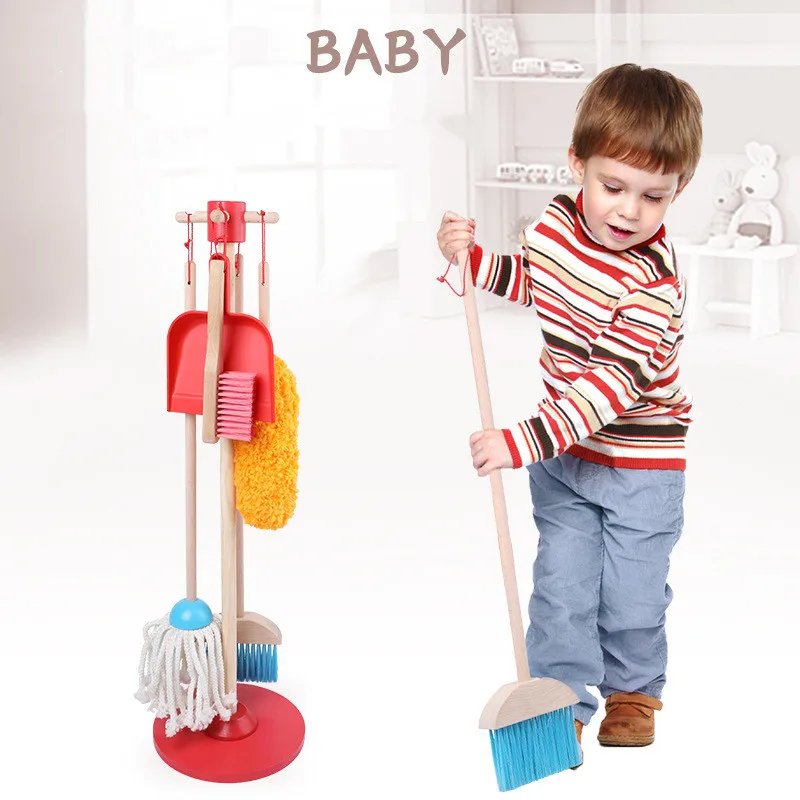 wooden cleaning set toy