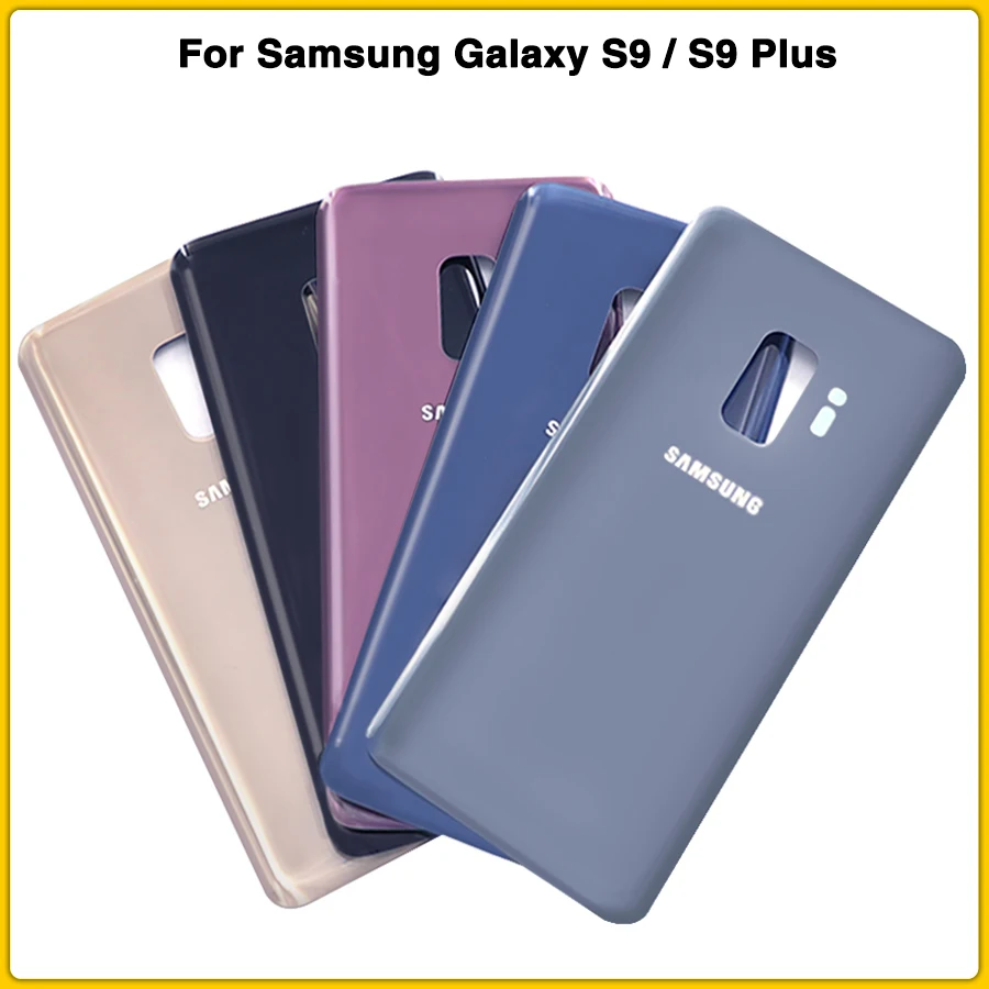 

10PCS New S9 Rear Housing Case For Samsung Galaxy S9 G960 S9 Plus G965F Battery Back Cover Door Rear Cover Glass With Sticker