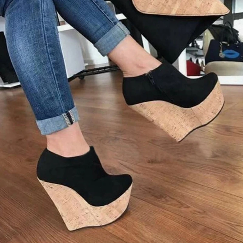 

DORATASIA Large Size 35-42 Female New Fashion Wedges High Heels Platform Pumps Women 2020 Zipper Party Spring Autumn Shoes Woman