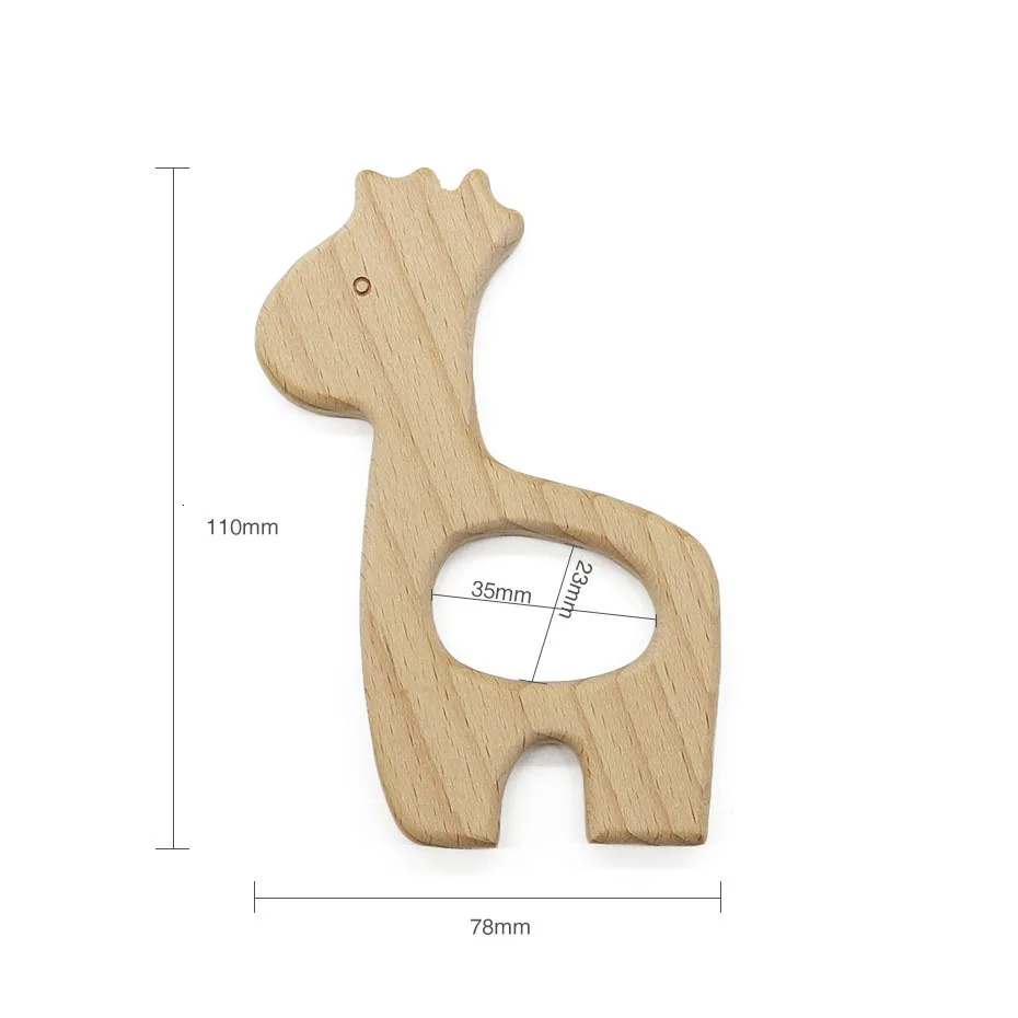 10 шт. деревянный Прорезыватель в виде животных, слона, кролика, жирафа, Натуральный Бук, игрушки, детские Прорезыватели, кольцо для новорожденных, подарки, аксессуары