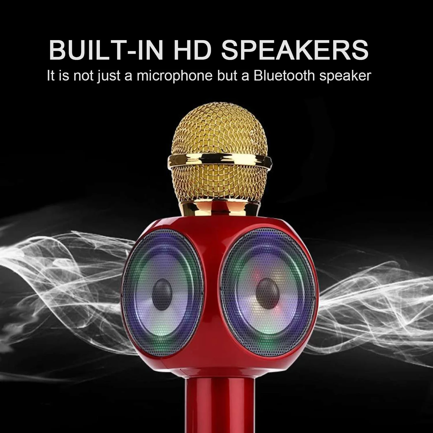 Микрофон для караоке портативный беспроводной bluetooth-динамик Встроенный светодиодный fm-радио ручной светящийся микрофон для караоке детская музыкальная игрушка
