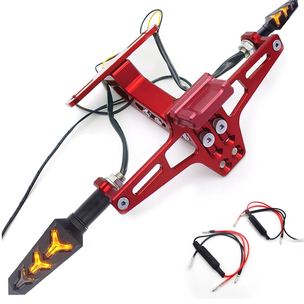 CNC держатель номерного знака мотоцикла для honda cbf125 Ducati Scrambler yamaha yz 250 aprilia etv 1000 caponord yamaha xmax 125 - Цвет: Red 2 decoders