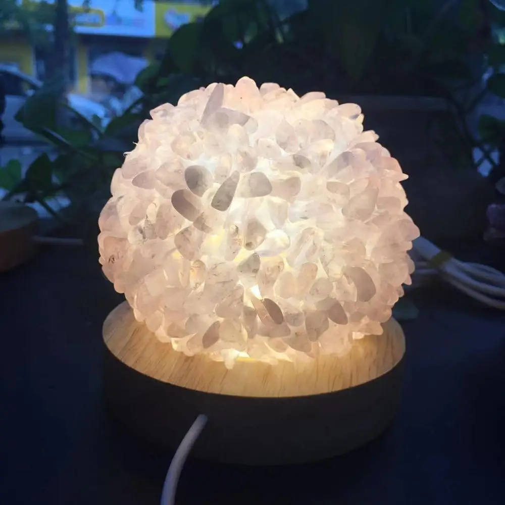 Красивый природного Аметист Роза флюоритовый кварц Кристалл DIY волшебная лампа