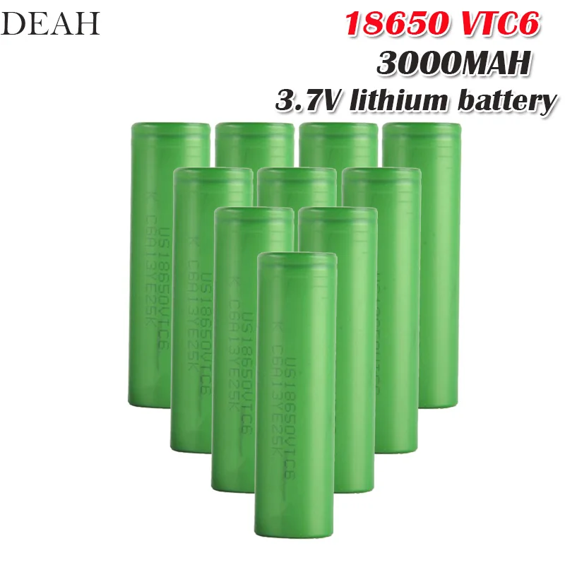 

VTC6 3.7V 3000mAh Li-ion Battery 18650 US18650 VTC6 30A Discharge for Tools e-cigarette flashligh Model airplane batteries