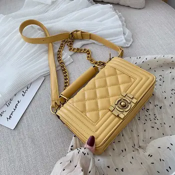 

Graceful Bag WOMEN'S Bag New Style Fashion Rhombus Chain Bag Simple Textured Shoulder Bag