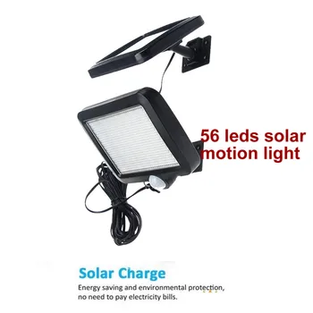 

56 led 500lm solar light split mount pIR motion senser 5M cable street wall lamp for garage stair yard patio weatherproof