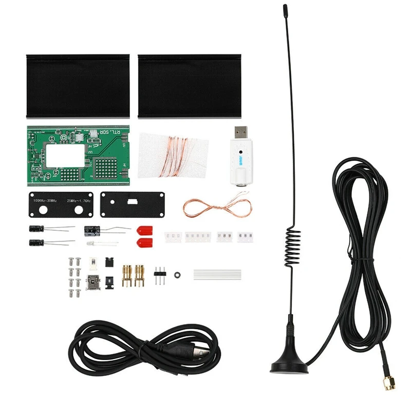 100 кГц-1 7 ГГц Полнодиапазонный UV HF RTL-SDR USB тюнер приемник DIY комплекты с U/V антенной |