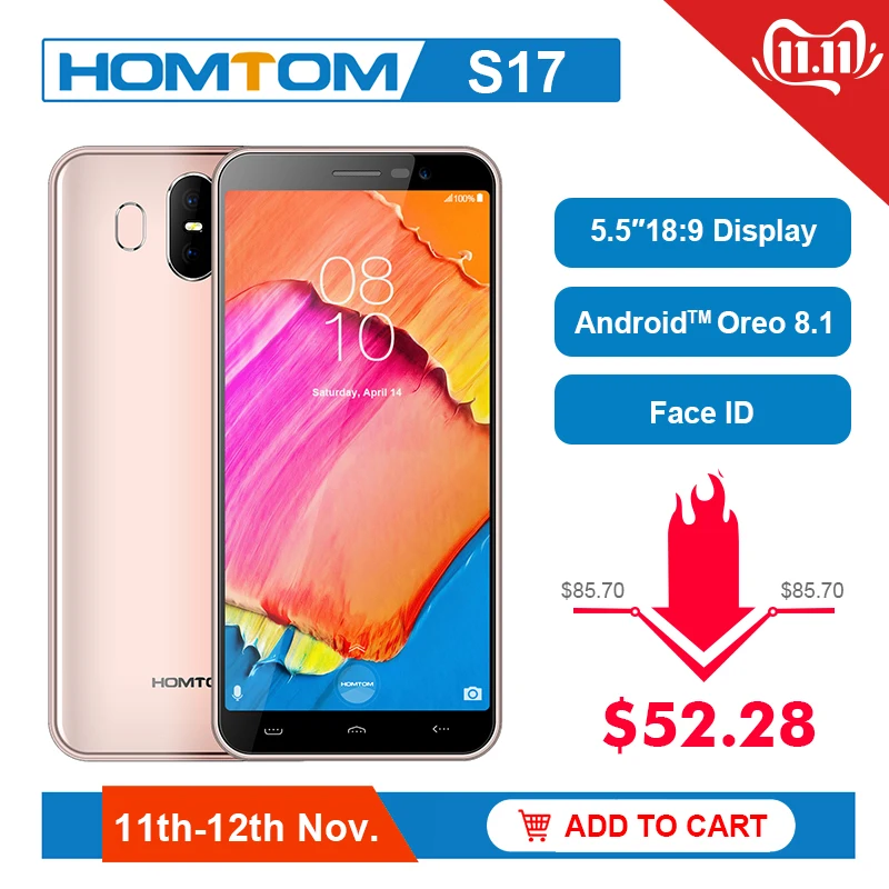 Billig Original HOMTOM S17 Android 8.1 Quad Core 5,5 \