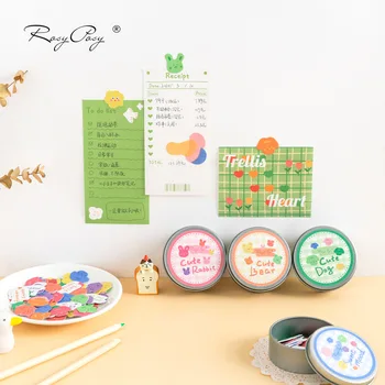 

100 Pcs/set Kawaii Iron Box Scrapbook Stickers Cute Small Cartoon Expression Bear Bullet Journal Stationery Paper Stickers