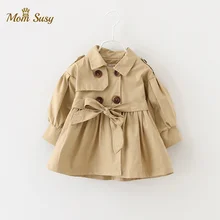 Куртка для маленьких девочек двубортный плащ с поясом на талии для маленьких детей осенне-весеннее теплое пальто-Пыльник ветровка для малышей Куртка для маленьких девочек двубортный плащ с поясом на талии для маленьких детей осенне-весеннее теплое пальто-Пыльник ветровка для малышей