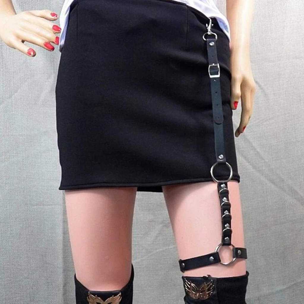 Punk Elastic Leather Strap Body Necklace Rock Thigh Garter Belt Leg Harness