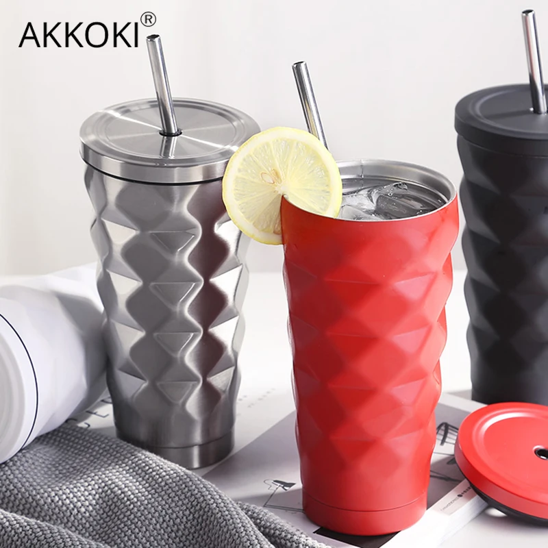 600ML Coffee Mug Vacuum Flasks Thermos Funny Gradient Color Insulated