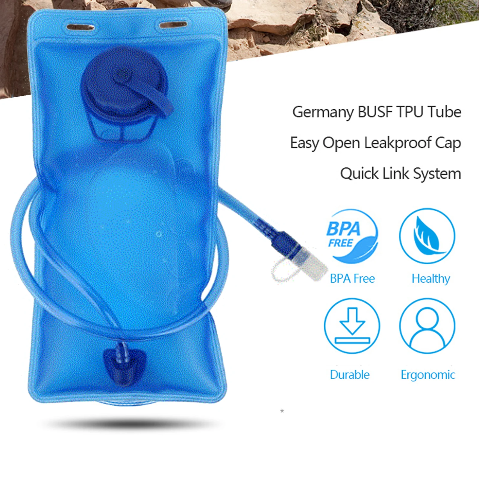 Newest Arrival Folding Water Bag With Drinking Tube 2l Hydration Bladder Leak Proof Outdoor