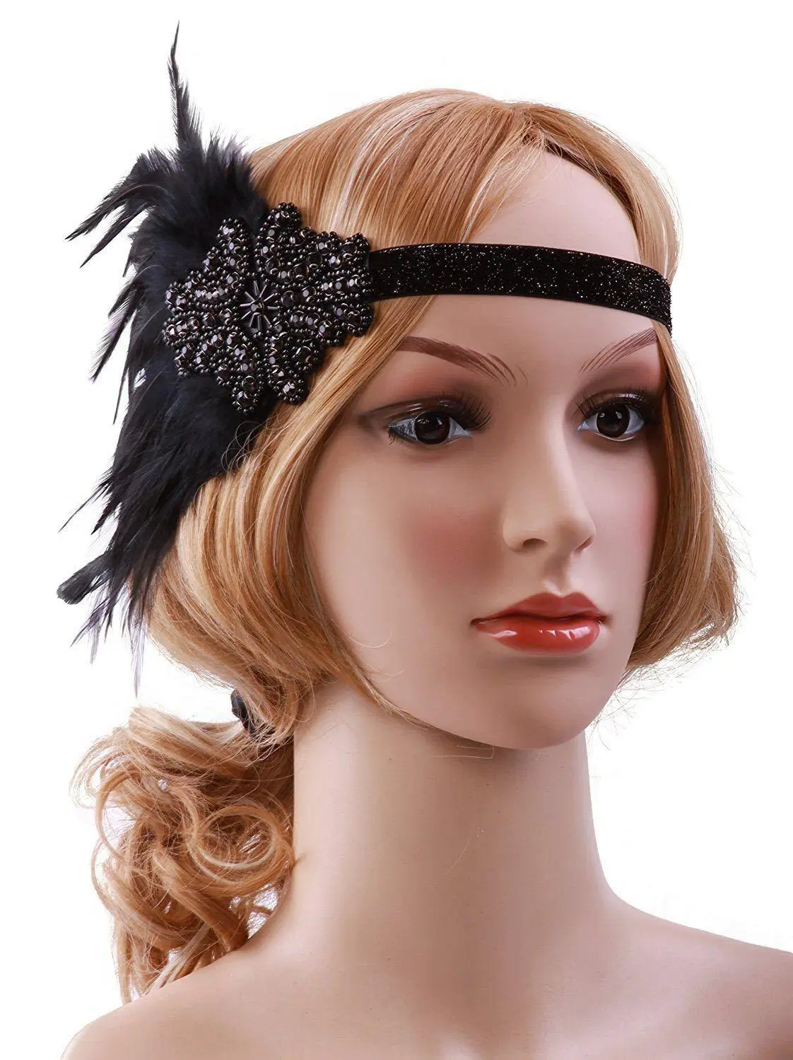 1920s Great Gatsby аксессуар к костюму для вечеринки набор Хлопушка повязка на голову с перьями жемчужное ожерелье перчатки держатель для сигарет браслет 5 шт набор