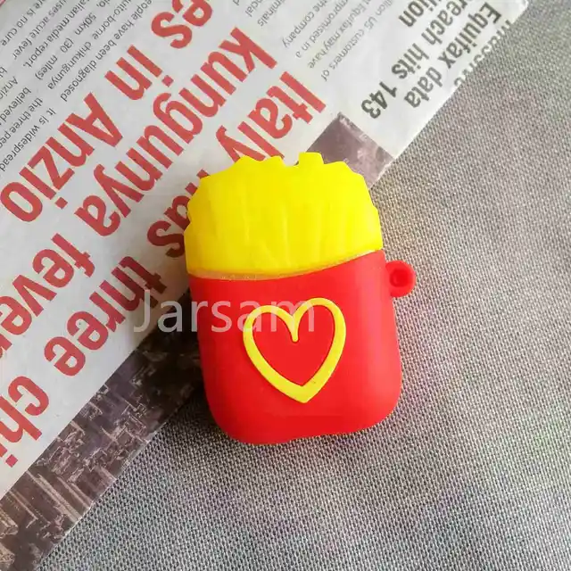 Cartoon For airpods case Silicone Cover For airpods Case Cute Earphone 3D Headphone case Protective French fries