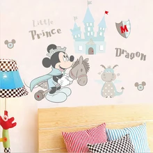 Cartoon Disney Mickey Mouse Prince Castle Dragon Wall Stickers For Home Decor Kids Rooms Wall Decals PVC Mural Art DIY Poster