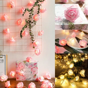

3M Rose Flower LED String Lights Battery Operated Christmas Wedding Holiday Lights For Valentine Wedding Decoration Luminaria