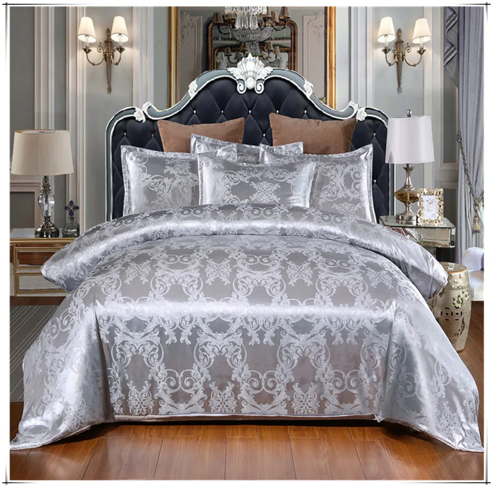 Роскошный жаккардовый Комплект постельного белья с цветочным принтом в европейском стиле, набор пододеяльников для пуховых одеял, один двойной комплект постельного белья королевского размера, современная кровать, постельное белье