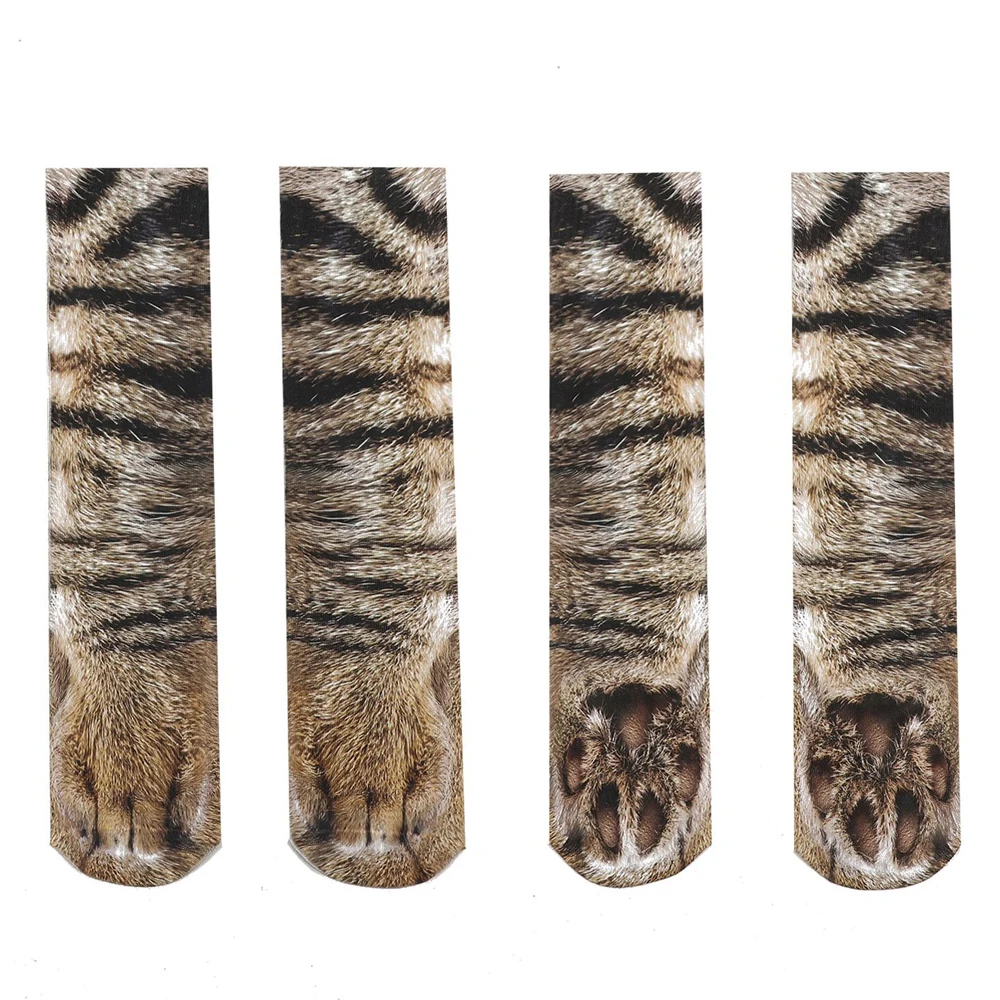 Unisex Adult Child 3D Print Animal Paw Socks Creative Funny Cat Dog Dinosaur Tiger Paw Socks for Boys Girls Casual