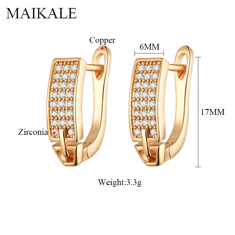 Женские серьги гвоздики с фианитом MAIKALE модные компактные