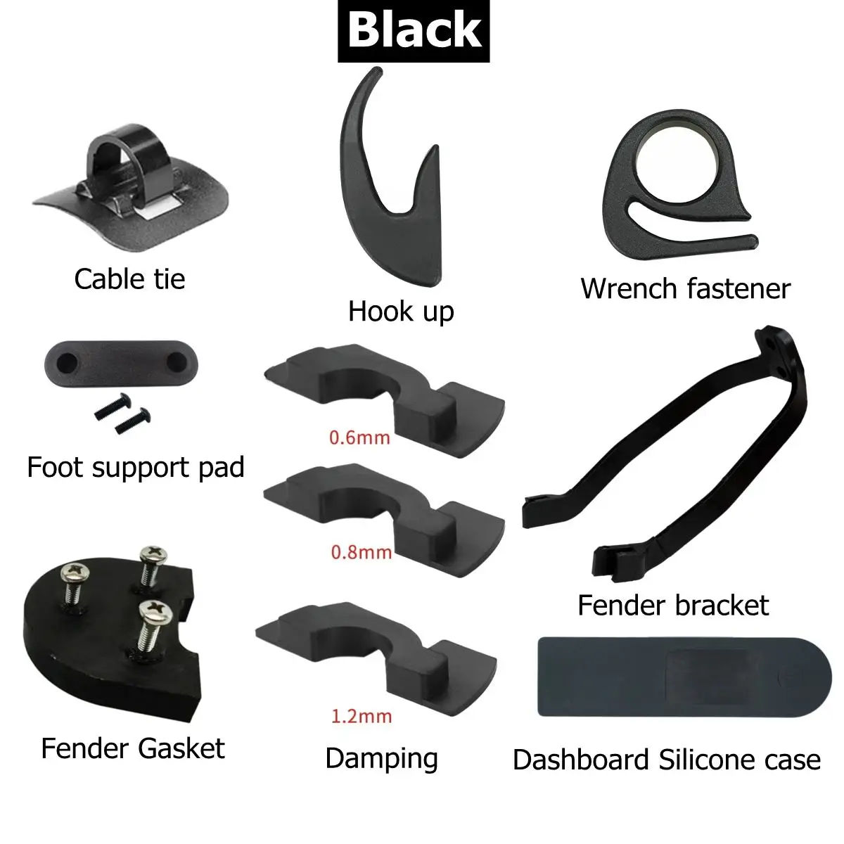 10PSC/set For Xiaomi M365 Pro Accessories Electric Scooter Rear Fender Wing Mudguard Shock Absorption Accessories - Цвет: Black