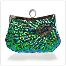 Клатч с павлином, красный, зеленый, золотистый, с вышитыми блестками, женская вечерняя сумочка, сумочка для свадебной вечеринки, клатчи для макияжа, WY23