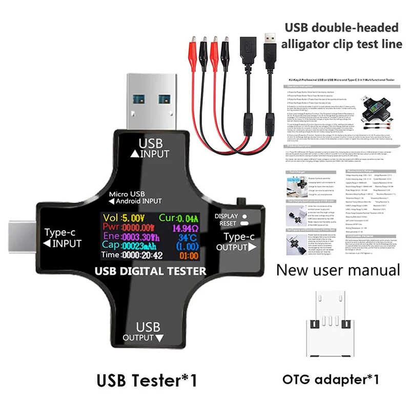 USB C тестер 2 в 1 Тип цвет Sn IPS цифровой мультиметр напряжение ток мощность