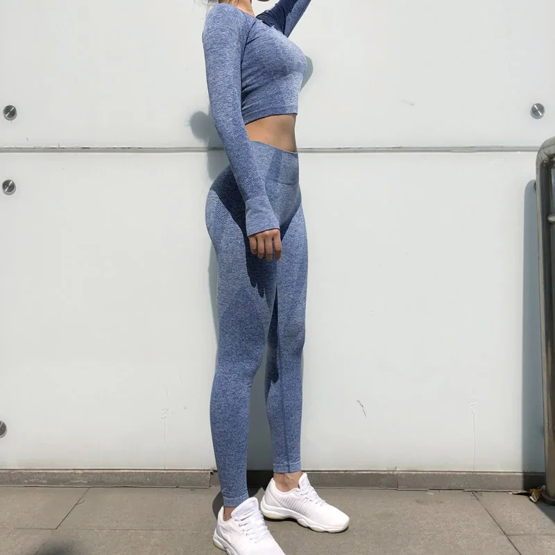 Новинка женские бесшовные костюмы для фитнеса укороченный топ на бретелях и