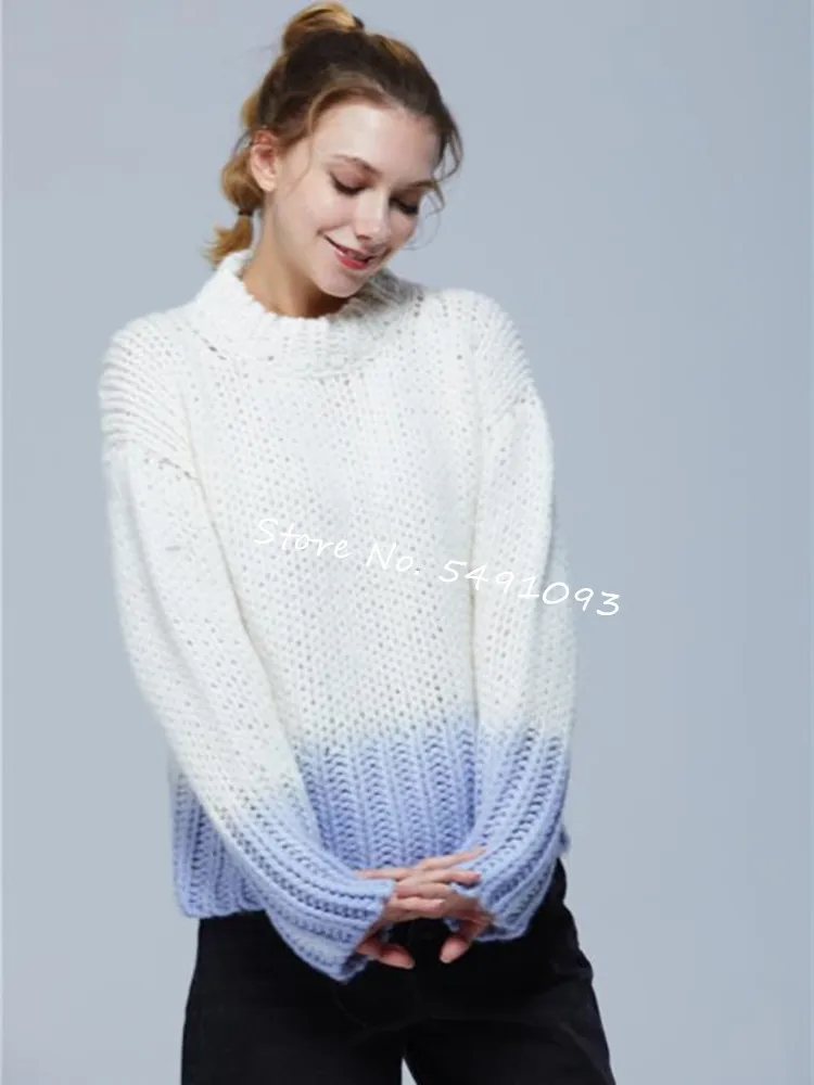 2020 Autumn Winter Women knitted Sweater hollow out color patchwork loose long-sleeved knitwear Female Pullover top | Женская одежда