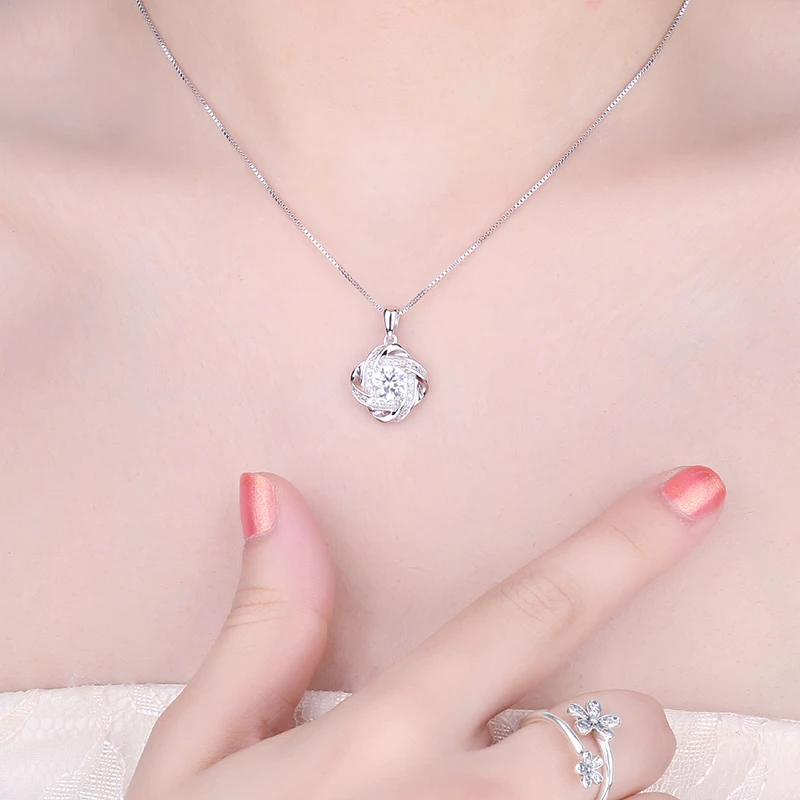 JPalace Love Knot Silver Pendant Necklace 925 Sterling Silver Choker Statement Necklace Women Silver 925 Jewelry Without Chain