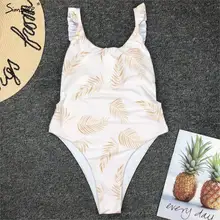 Simplee купальник с принтом в виде листьев, бикини, новинка, с высокой спинкой, женский купальный костюм, с оборками, сексуальный купальник, цельный, пуш-ап, купальник