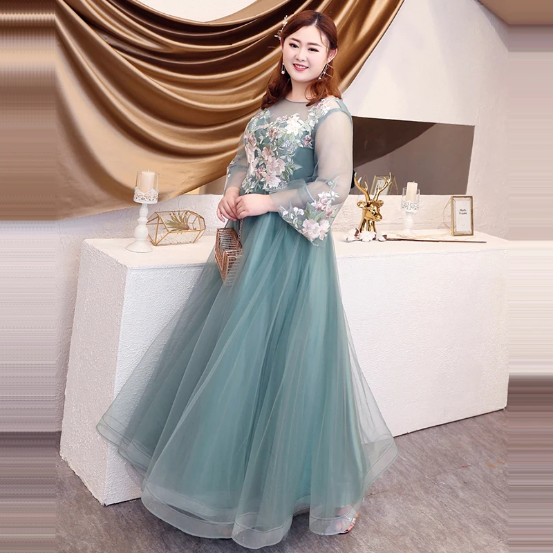 Skyyue Robe De Soiree длинное иллюзионное вечернее платье T090 нового размера плюс с длинным рукавом Вечерние платья Элегантное официальное вечернее платье