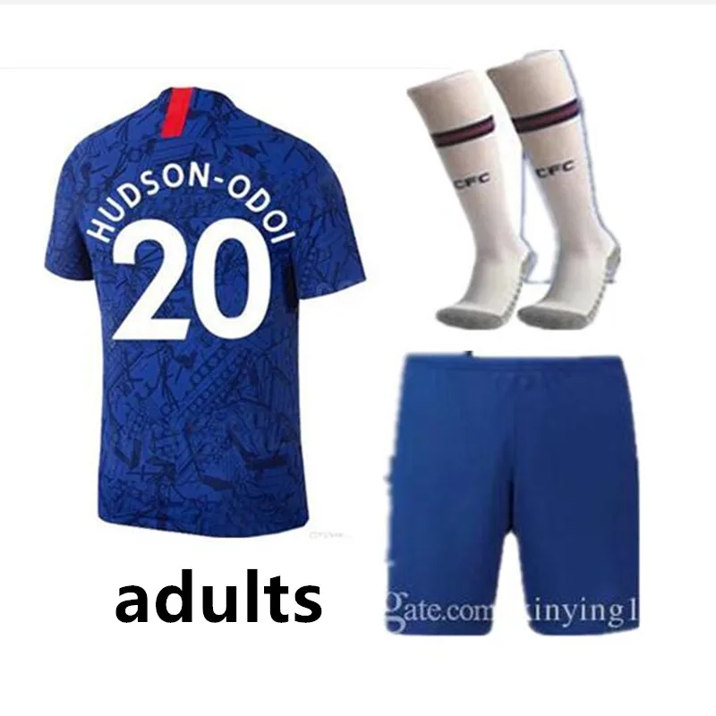 Комплект для взрослых+ носки, Джерси Челси, 19, 20, новинка, HAZARD KANTE home out, футбольные майки, PULISIC, HUDSON-ODOI, вилиан,, рубашка Челси - Цвет: shirt