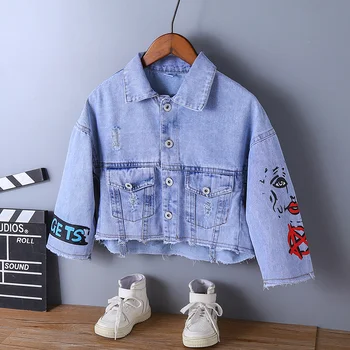 

Fashion Cartoon Kids Denim Jacket 3-9 years old New Spring and Autumn Turn-down Collar Boys Clothing Children's Denim Coats