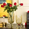 Creative glass vase Golden bracket Branches Hollow high feet Transparent hydroponic flower arrangement Metal crafts Flower vase 1