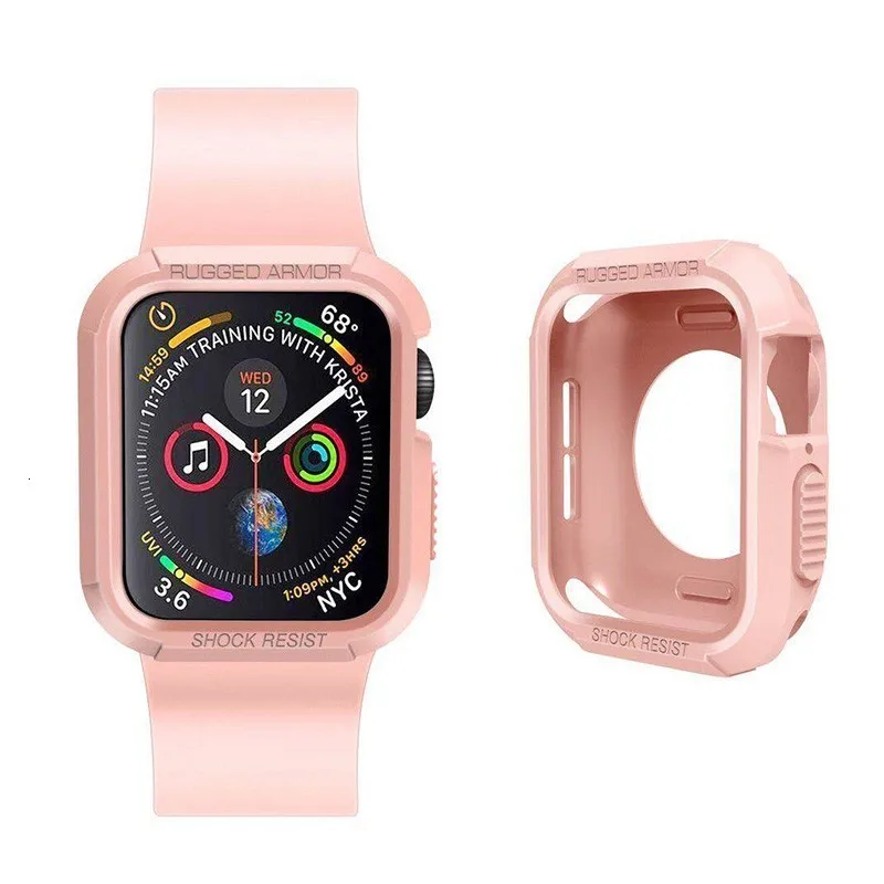 Прочный Бронированный резиновый чехол для Apple Watch 4 3 2 1 40 мм 44 мм защитный ТПУ Прочный чехол Защитная крышка для Iwatch 42 мм