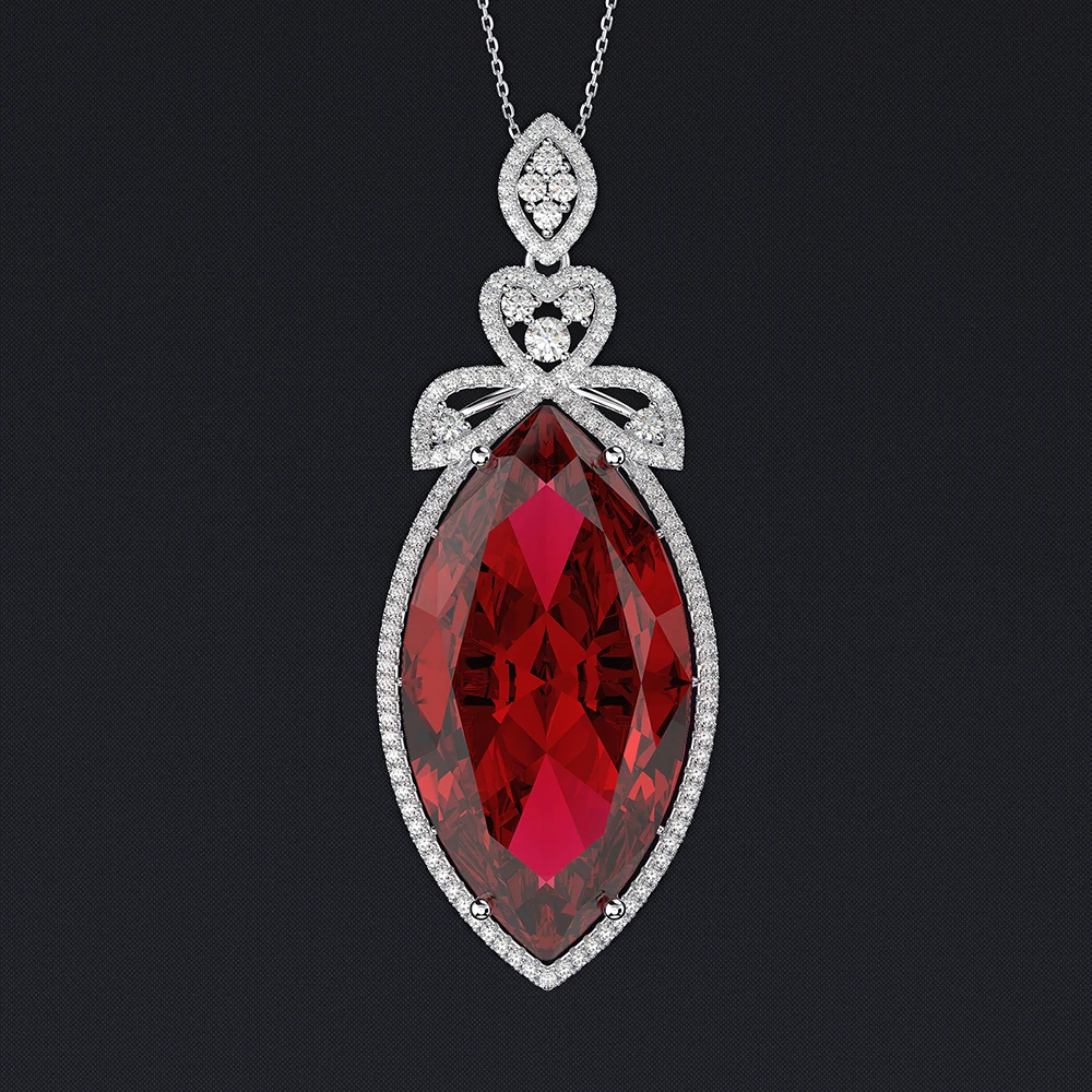 PANSYSEN, дизайн, Свадебный бренд, большая Сапфировая подвеска из рубина, ожерелье s для женщин, серебро 925, ювелирное ожерелье, вечерние подарки