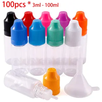 

100pcs 3ml-100ml PET Transparent Dropper Bottles Empty Clear E Liquid Juice Vape Cig Containers with Childproof Safe Caps