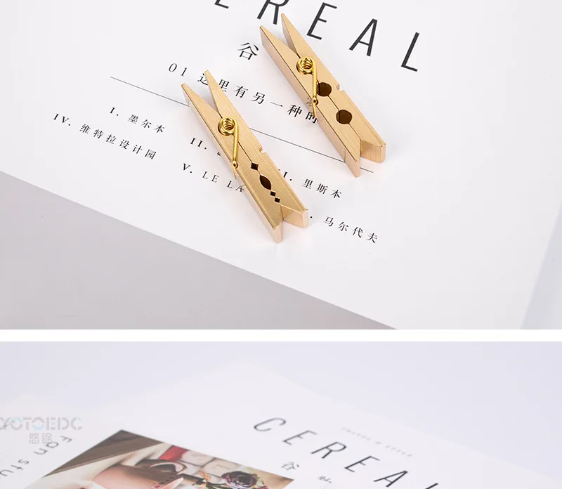 Fine Copper Clip Northern European-Style INS Gold Clip Brass Dovetail Clip Food Seal Ticket Clips Hanging Clothing Clip