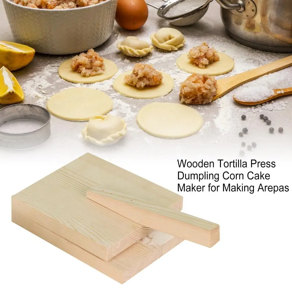 Tortilla Dough Press Wooden Dough Maker Presser Pressing Tools Comfortable Handle Flat Surfaces For Ptostones Empanadas Are