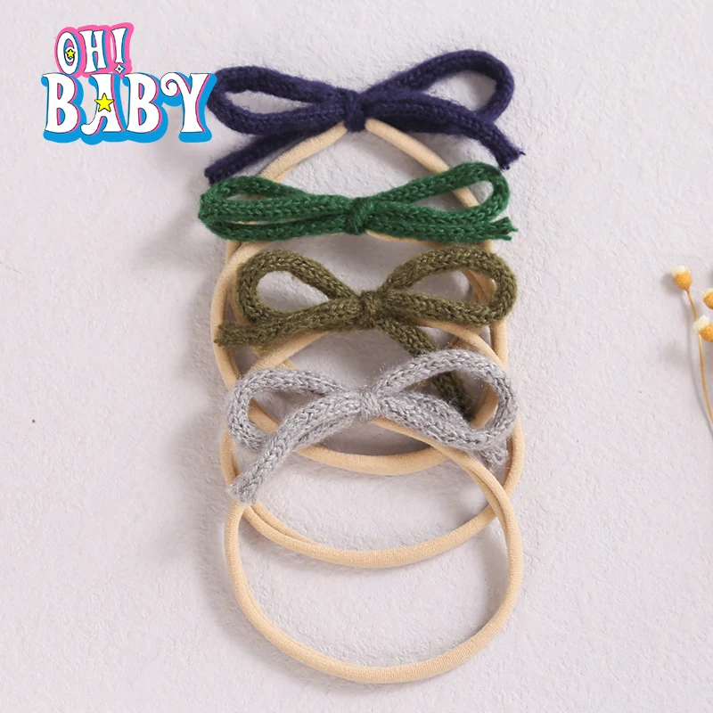 Wool Bow Elastic Baby Headband 1pcs Newborn Girls Hairbands Bowknot Infant Classical Headwear Turban Baby Hair Accessories