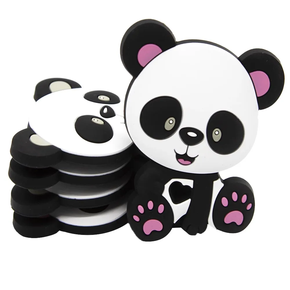 

Cute-idea 1pc panda BPA Free Food Grade Silicone Beads Teether Cartoon Pacifier Toy Accessories Teething Chewy baby toys