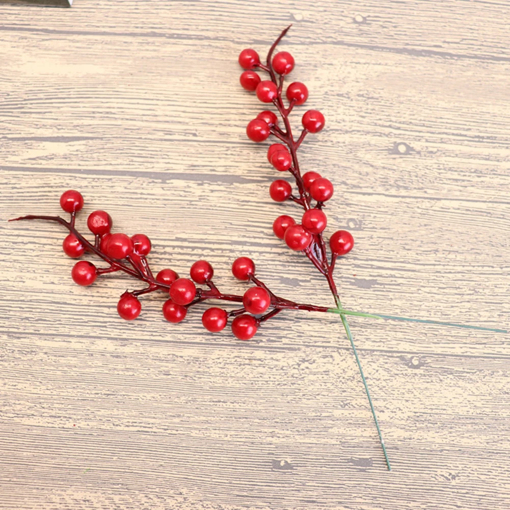 Новый год DIY Искусственные красные ягоды стебли для украшения рождественской