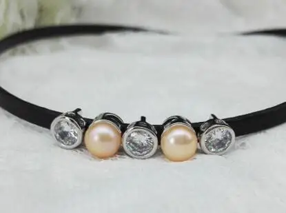 New 924+Natural freshwater pearl short Korean black neck Necklace - Окраска металла: 2