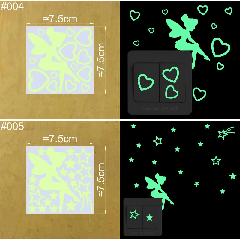 Description Picture 4 of itemKids Wall Sticker Fairy Luminous Stickers Baby Room Children Bedroom Home Decor Stickers Kitchen Bathroom Glow Switch Decoration