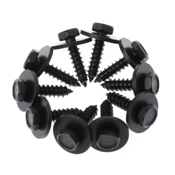

10 Pcs 4.8x19mm Self-Tapping Screws Captive Loose Washer 8mm Hex Head Black