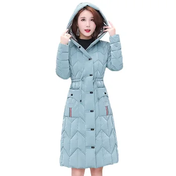 

Plus size5XL Women Down jacket Women Long Parkas 2020 Winter Warm Coat Female Overcoat Fashion Glossy Hooded Slim Cotton Outwear
