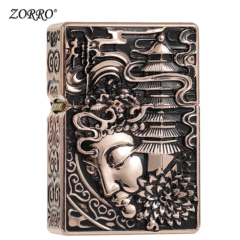 

Zorro Kerosene Lighter Windbreak Heavy Armor Tower Lighter Retro Chao Men Lighter Boyfriend Birthday Gift